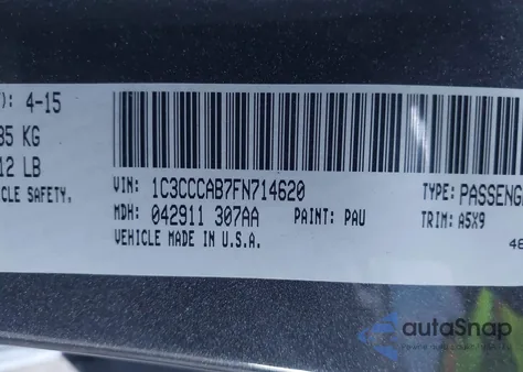 2015 Chrysler 200 Limited z USA, uszkodzony, nr VIN 1C3CCCAB7FN714620